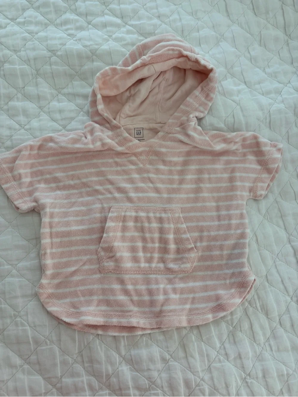 GAP Kids Pink Stripe Hooded Short-Sleeve Swim Coverup